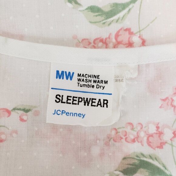 CUTE Vintage JC Penny White Lace Pink Floral Pajamas womens size M/L - Picture 10 of 12